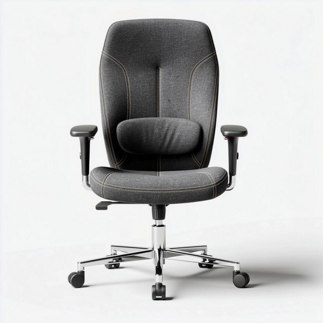 Bürodrehstuhl aus Stoff in grau mit verstellbarer Rückenlehne und Armlehnen 50 x 60 x 120cm