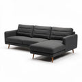 Ecksofa aus grauem stoff mit holzbeinen 230 x 90 x 85cm