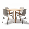 Runder esstisch aus holz mit vier stühlen in beige 120 x 120 x 75cm
