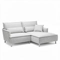 Ecksofa grau mit ottomane aus textilem material 200 x 90 x 85cm
