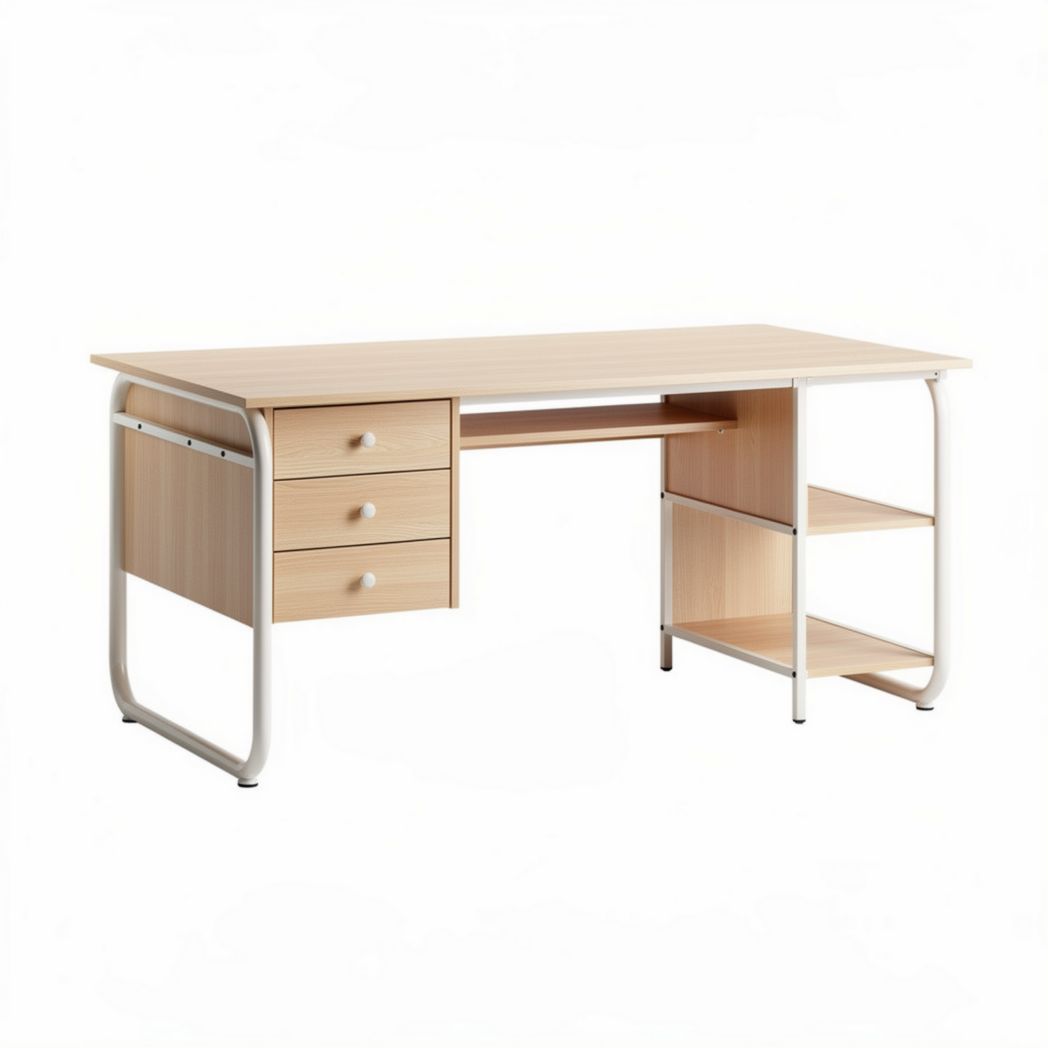 Schreibtisch aus Holz mit 3 Schubladen und Regalfach 120 x 60 x 75cm