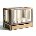 Kiefernholz babybett mit stauraum in grau und natur 120 x 60 x 90cm