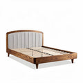 Holzbett mit gepolstertem Kopfteil in grau 200 x 160 x 30cm