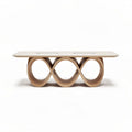 Esstisch aus Holz in beige mit ovaler Tischplatte 160 x 75 x 40cm